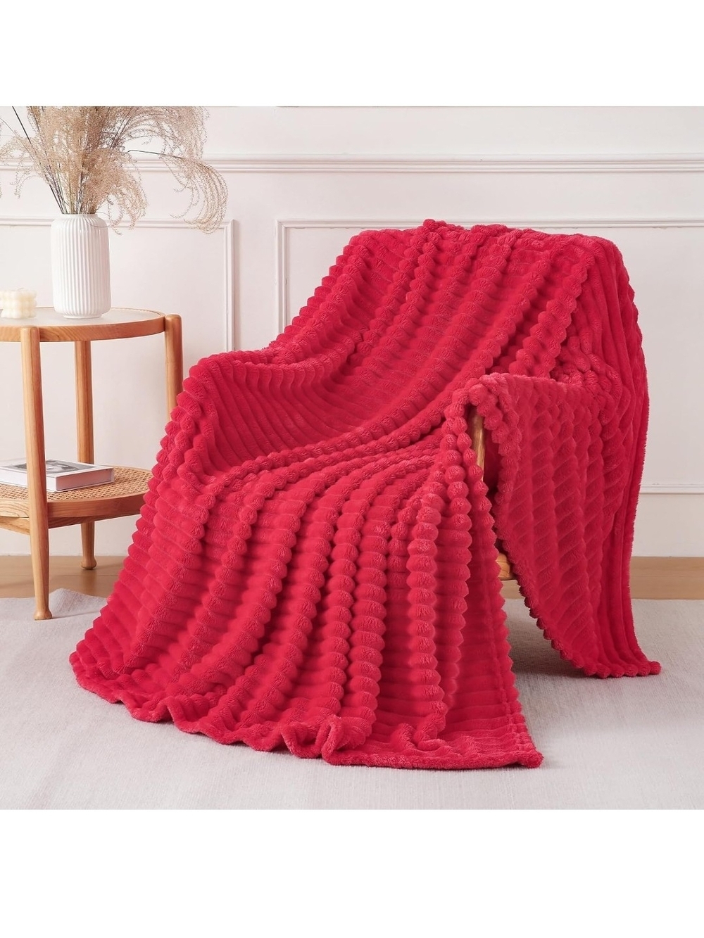 Plush Bubble Texture Throw Blanket - Bright Red 50x60